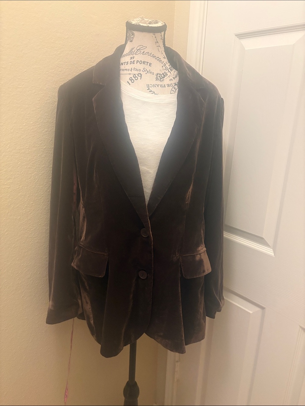 Women’s Brown Velvet Blazer Jacket -  size Large A113